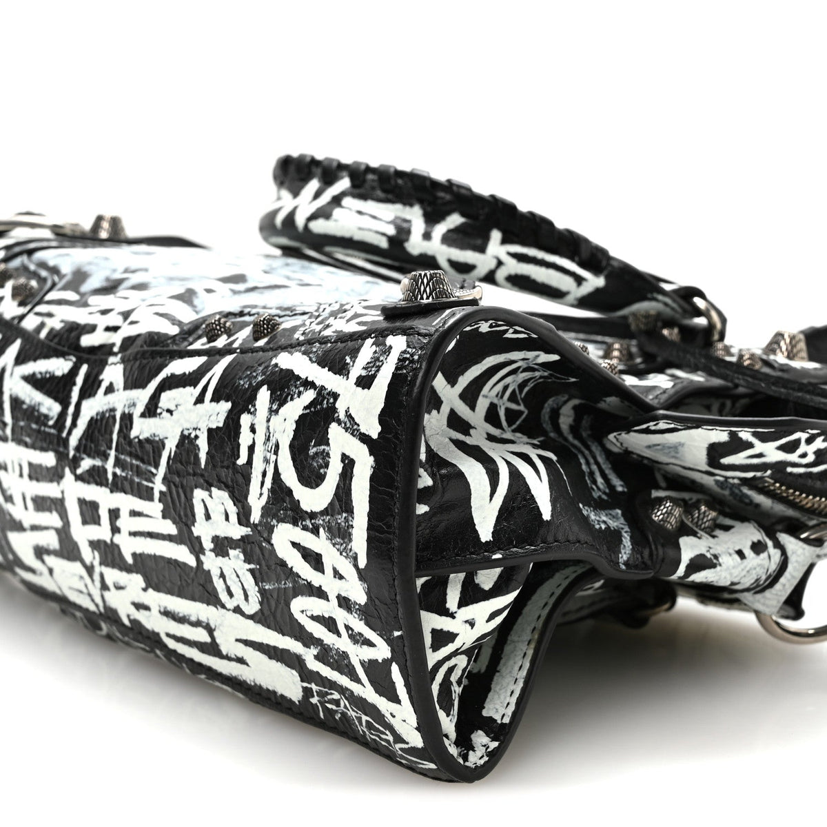 Agneau Arena Graffiti Neo Cagole Handbag XS Black White