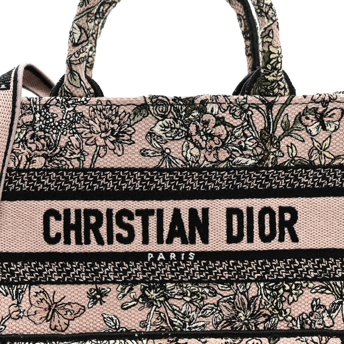 Canvas Embroidered Mini Book Tote With Strap Pink Multicolor