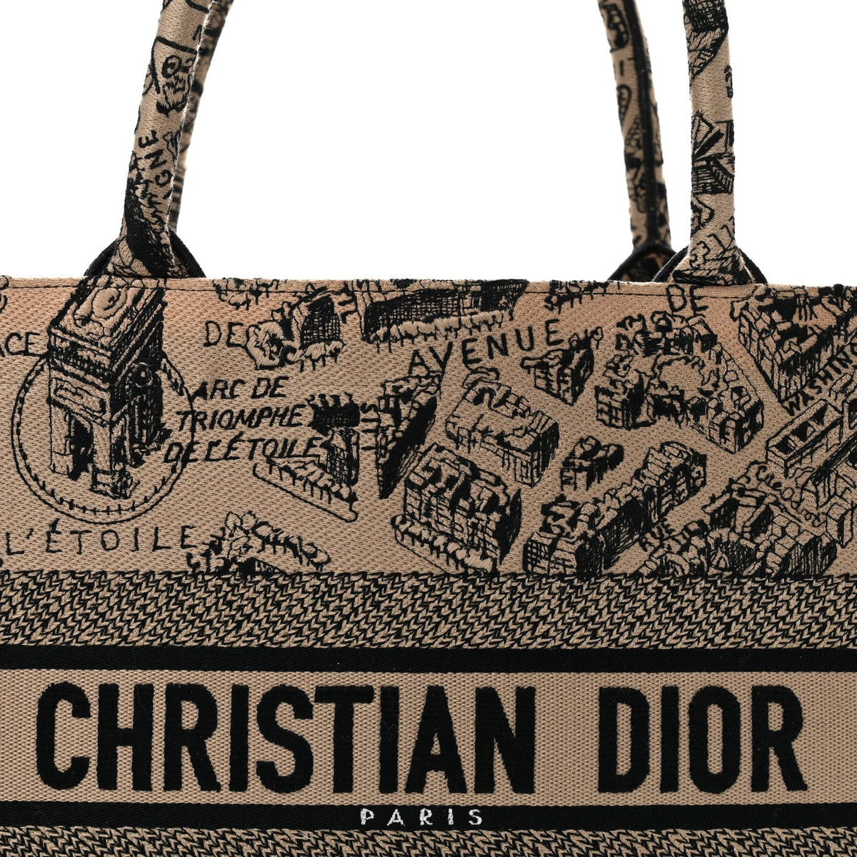 Canvas Embroidered Medium Plan De Paris Book Tote Beige Multi
