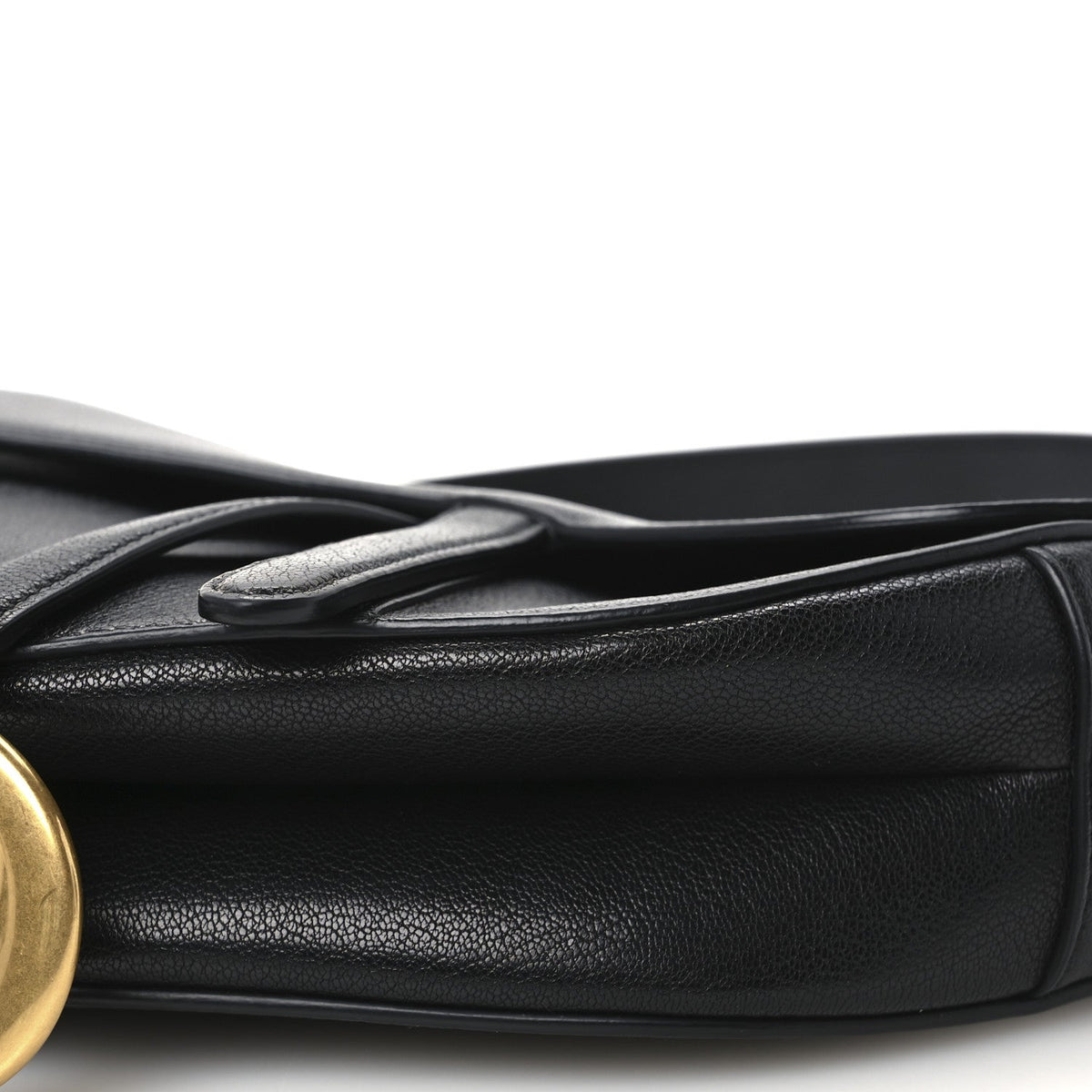 Shiny Goatskin Saddle Bag With Strap Black