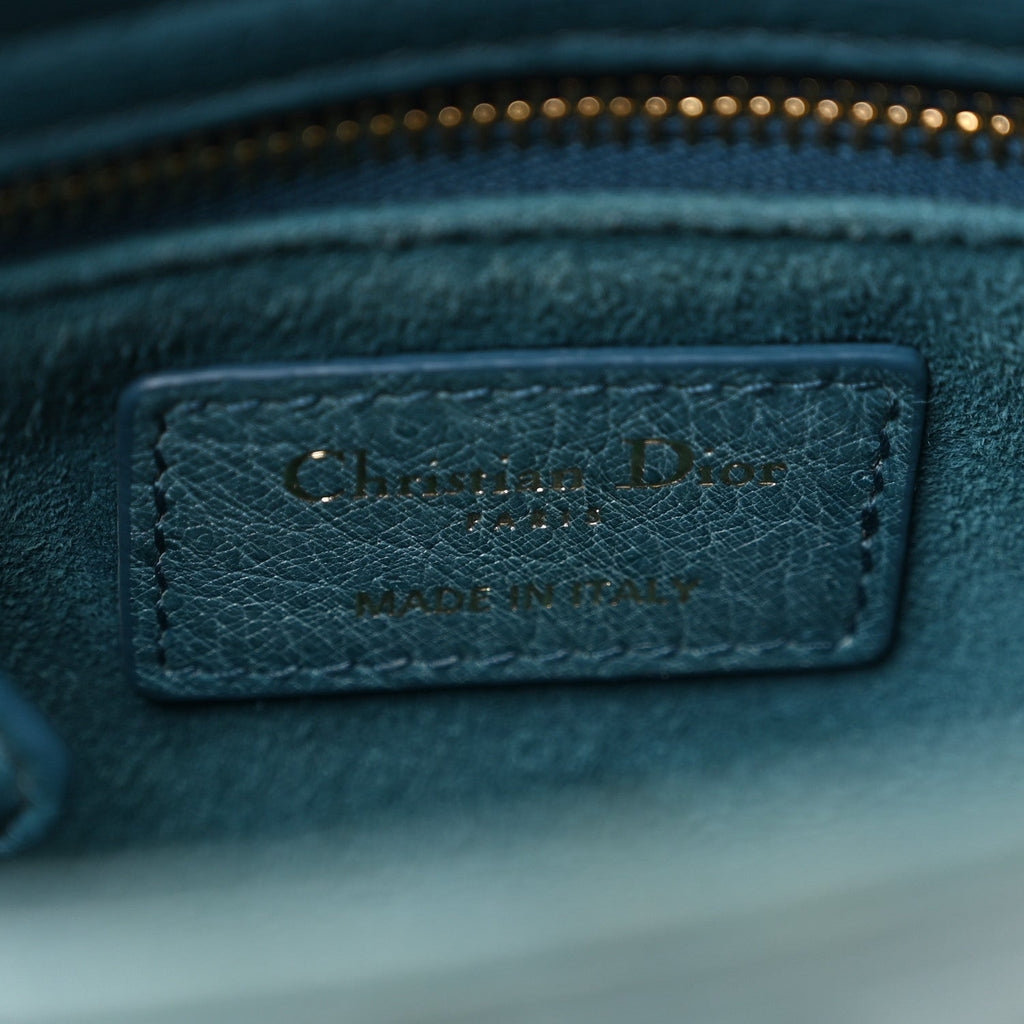 Ostrich Mini Lady Dior Blue