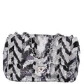 Sequin Medium Single Flap Silver Black