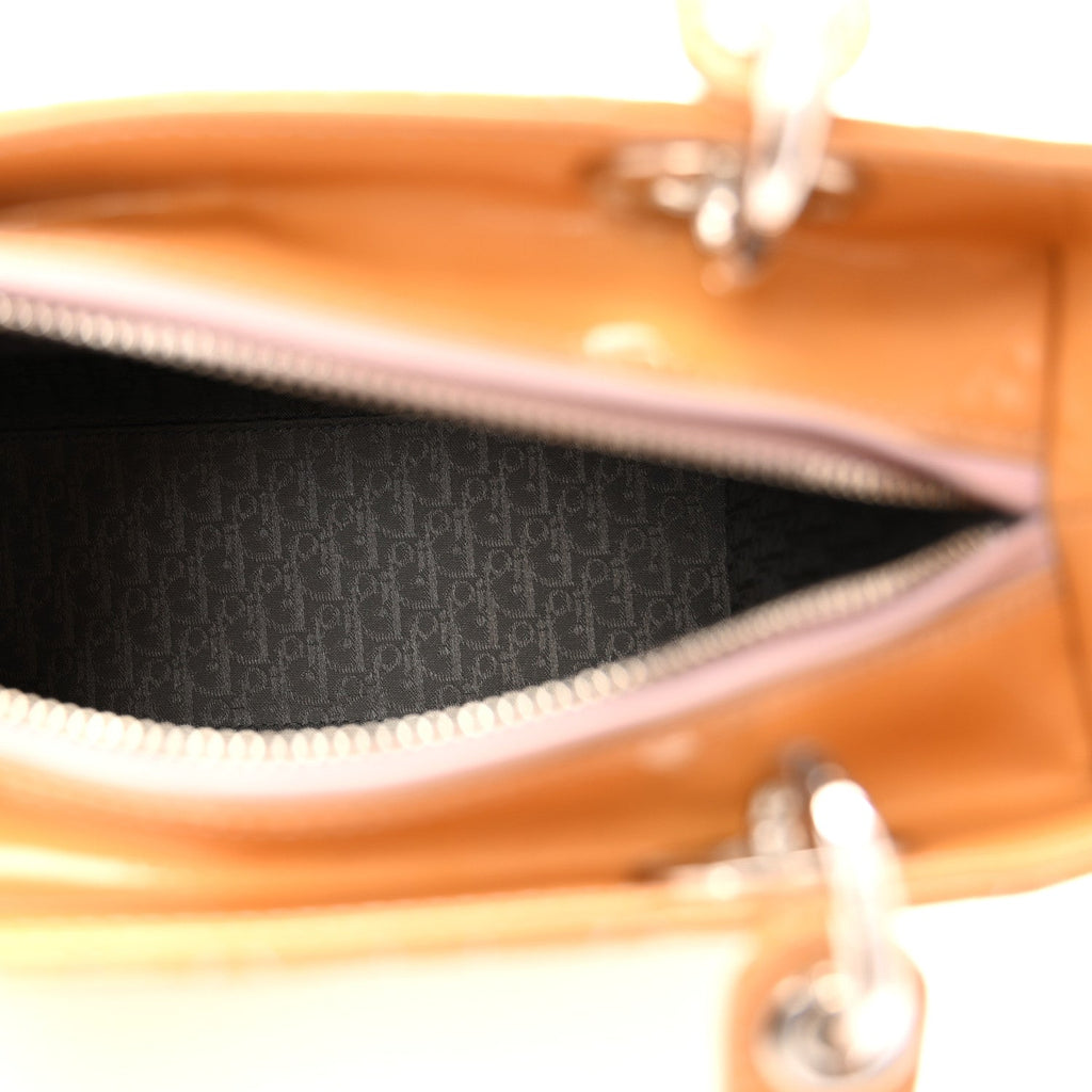 Patent Cannage Medium Lady Dior Beige