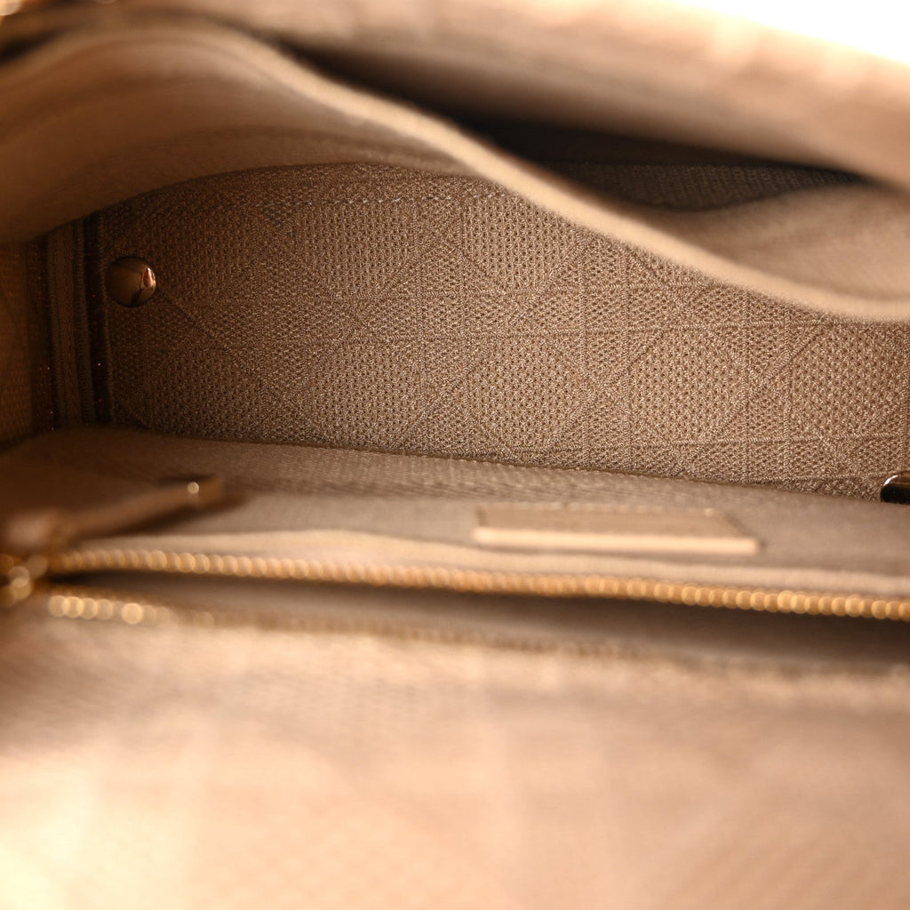 Canvas Embroidered Cannage Medium Lady D-Lite Beige