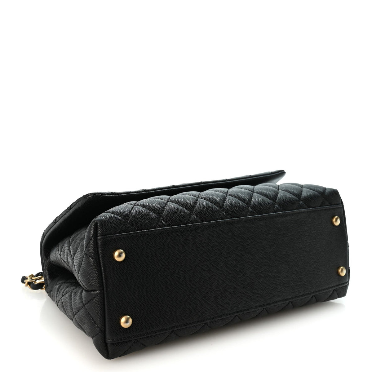 Caviar Quilted Small Coco Handle Flap Black