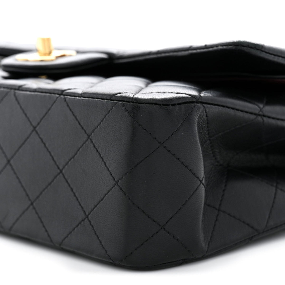 Lambskin Quilted Medium Double Flap Black
