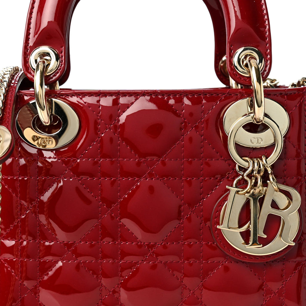 Patent Cannage Mini Lady Dior Red