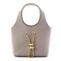 Calfskin Quilted Small Shopping Bag Grey