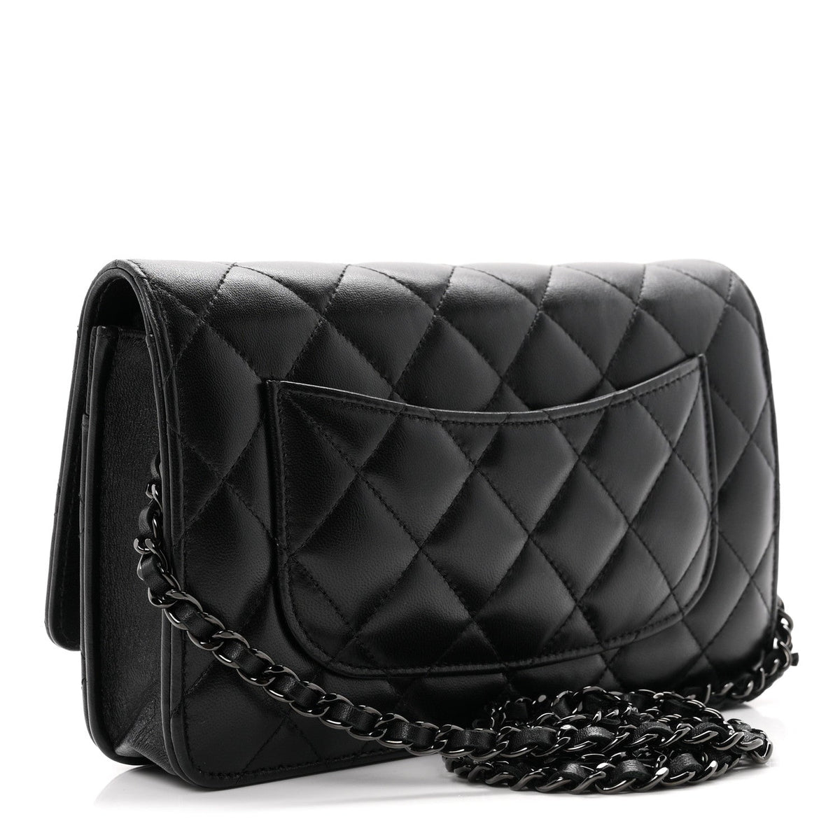Lambskin Quilted Wallet On Chain WOC So Black