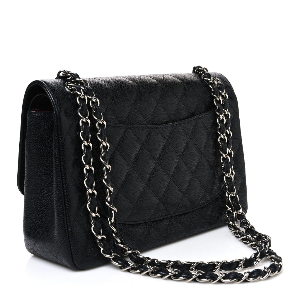Caviar Quilted Jumbo Double Flap Black