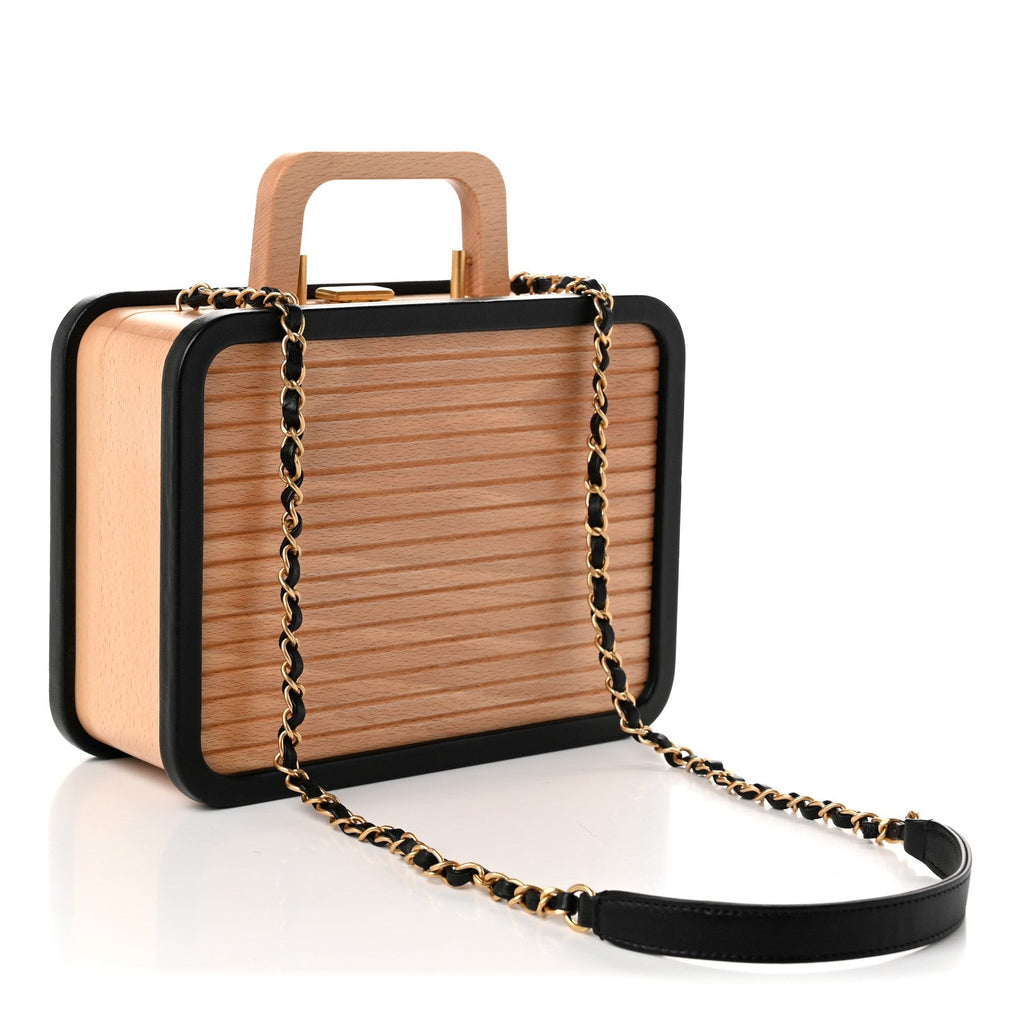 Beech Wood Lambskin Medium CC Vanity Case Black