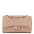 Caviar Quilted Medium Double Flap Light Beige