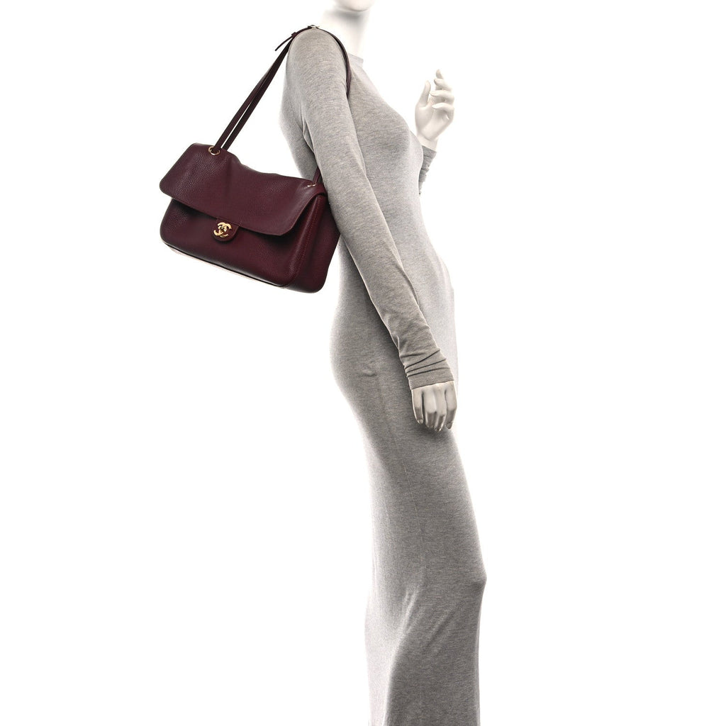 Grained Calfskin Small Souplissimo Maxi Flap Burgundy