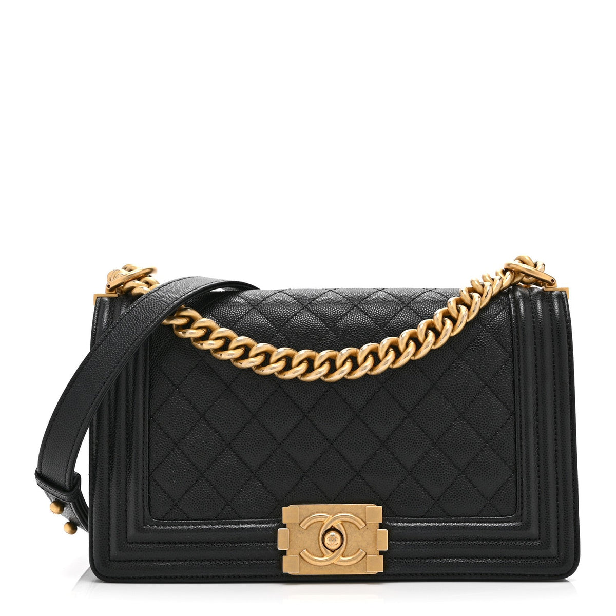 Caviar Quilted Medium Boy Flap Black