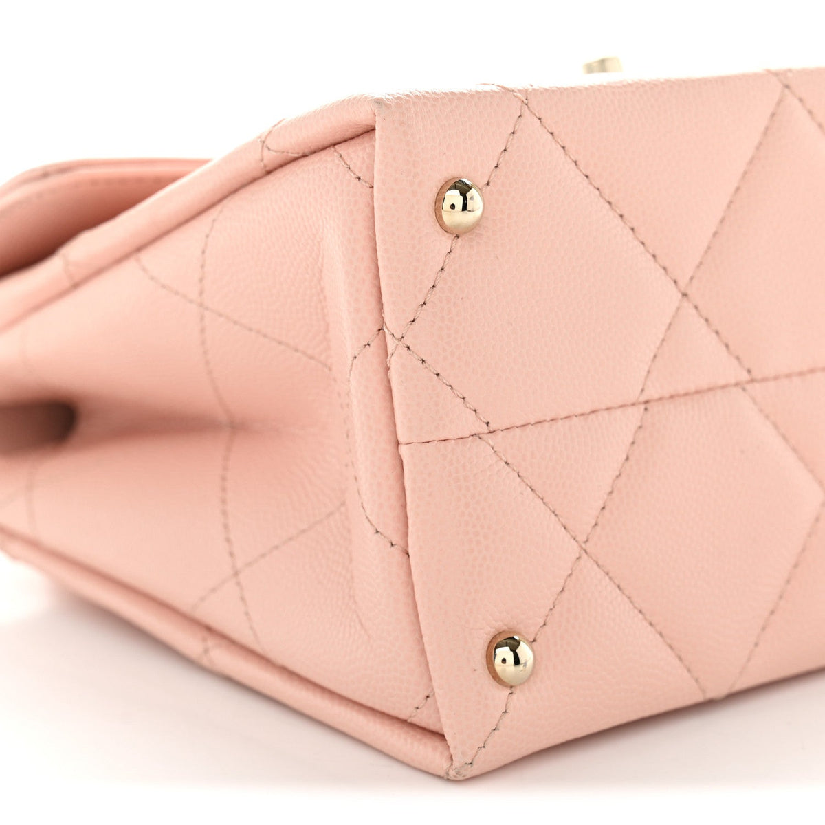 Caviar Quilted Mini Retro Twist Top Handle Flap Light Pink
