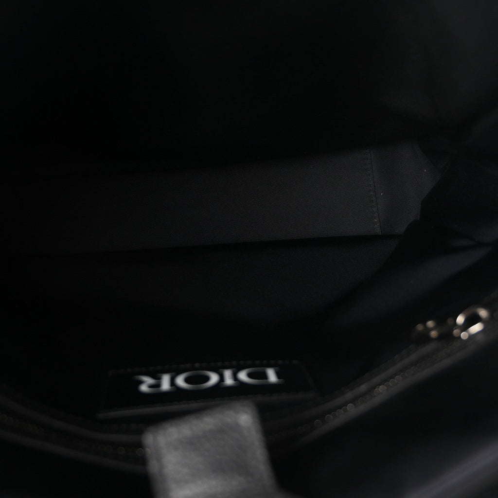 X SACAI Nylon Grained Calfskin Saddle Tote Black