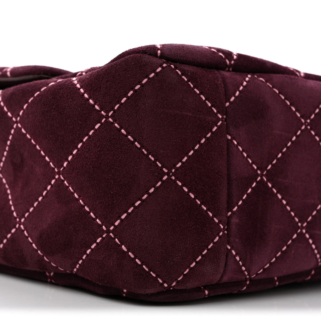 Suede Calfskin Maxi Flap Burgundy