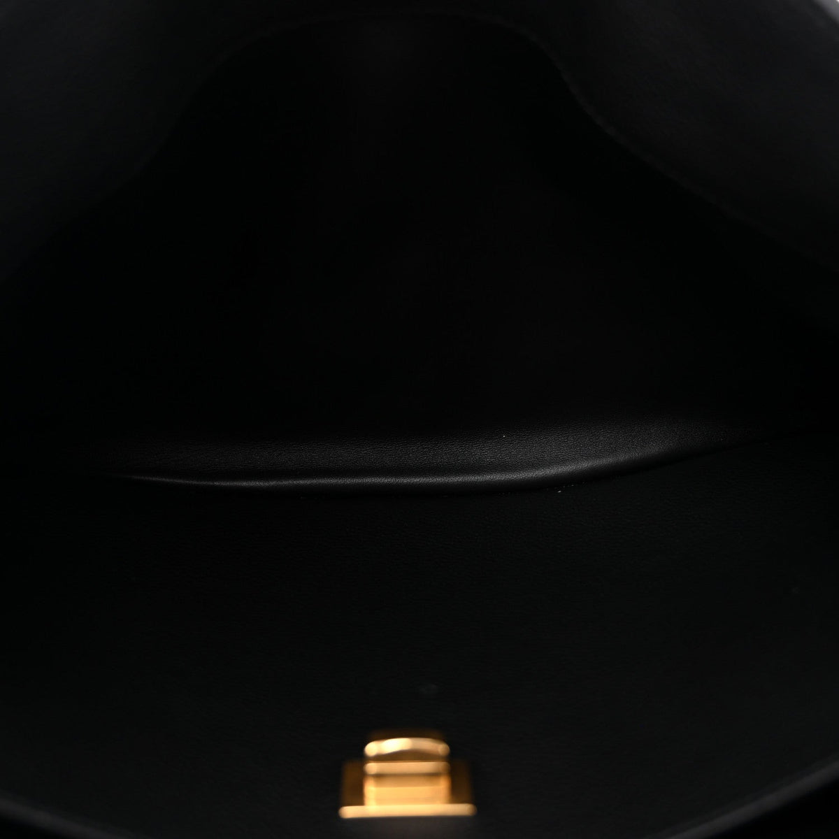 Grained Calfskin Medium Rodeo Top Handle Handbag Black