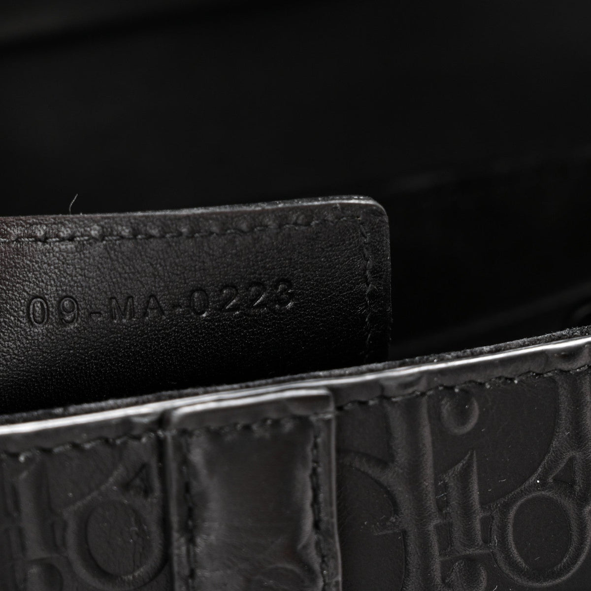Calfskin Embossed Oblique Saddle Bag With Strap Black
