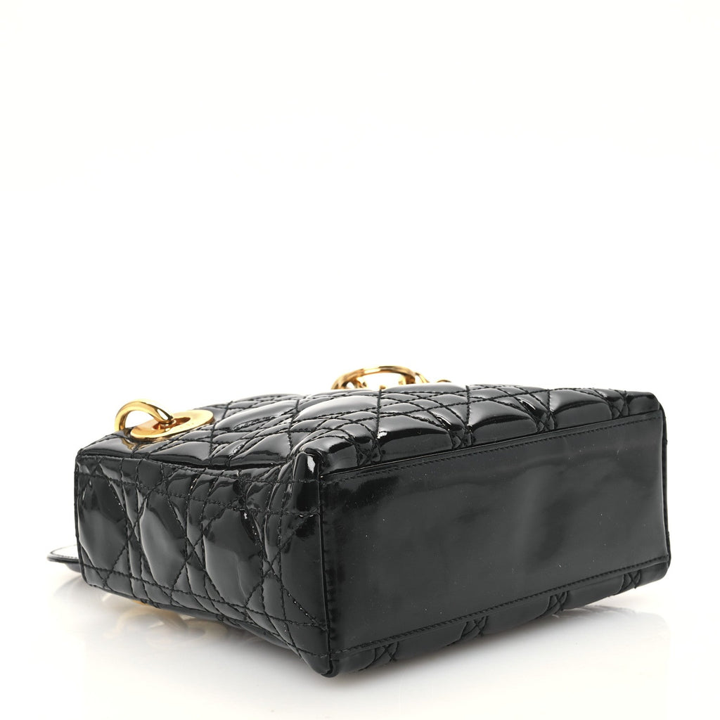 Patent Cannage Mini Lady Dior Black