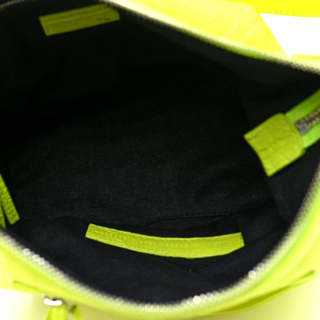 Extra Supple Calfskin Crocodile Embossed Neo Classic Hardware Hobo XS Flou Yellow