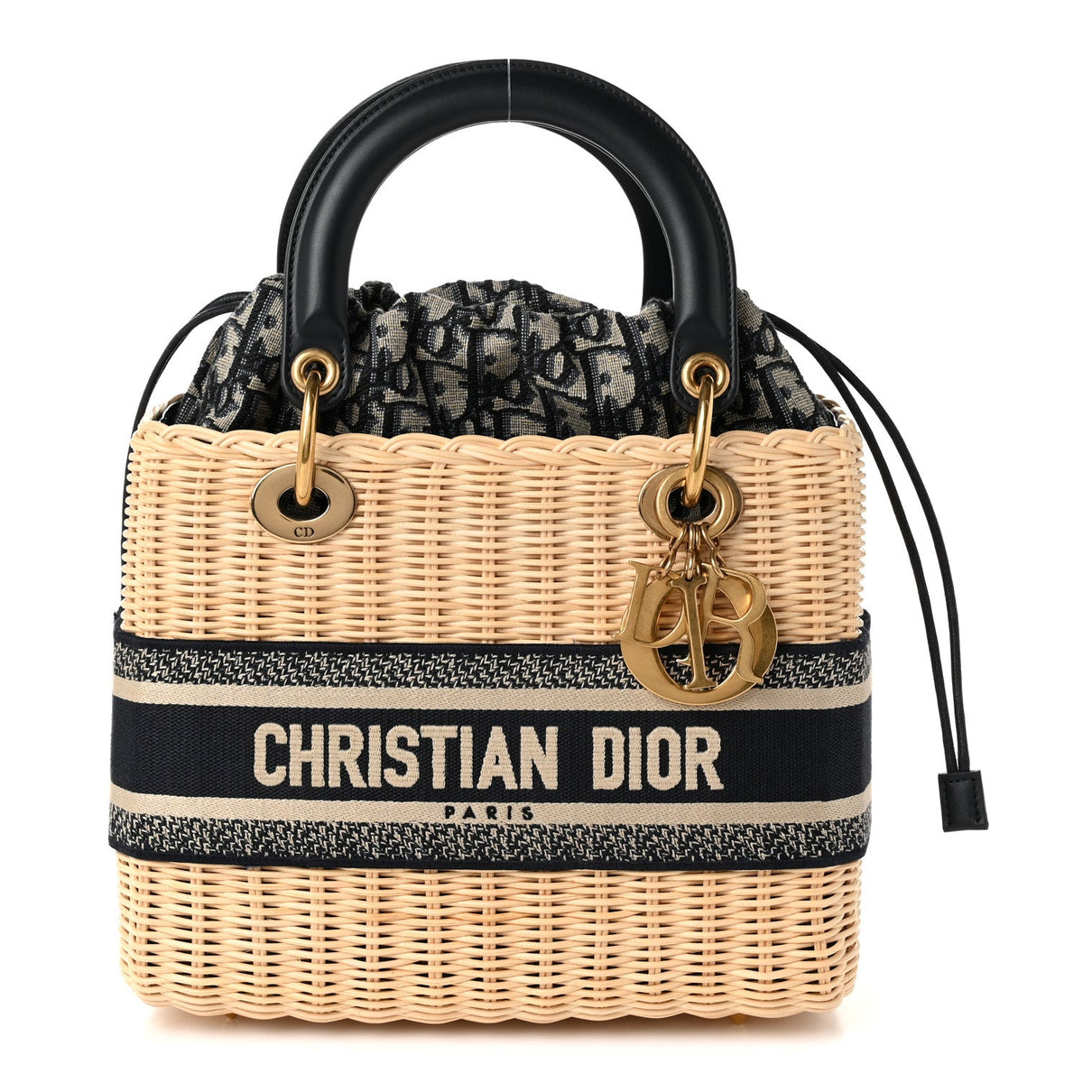 Wicker Oblique Medium Lady Dior Bag Blue