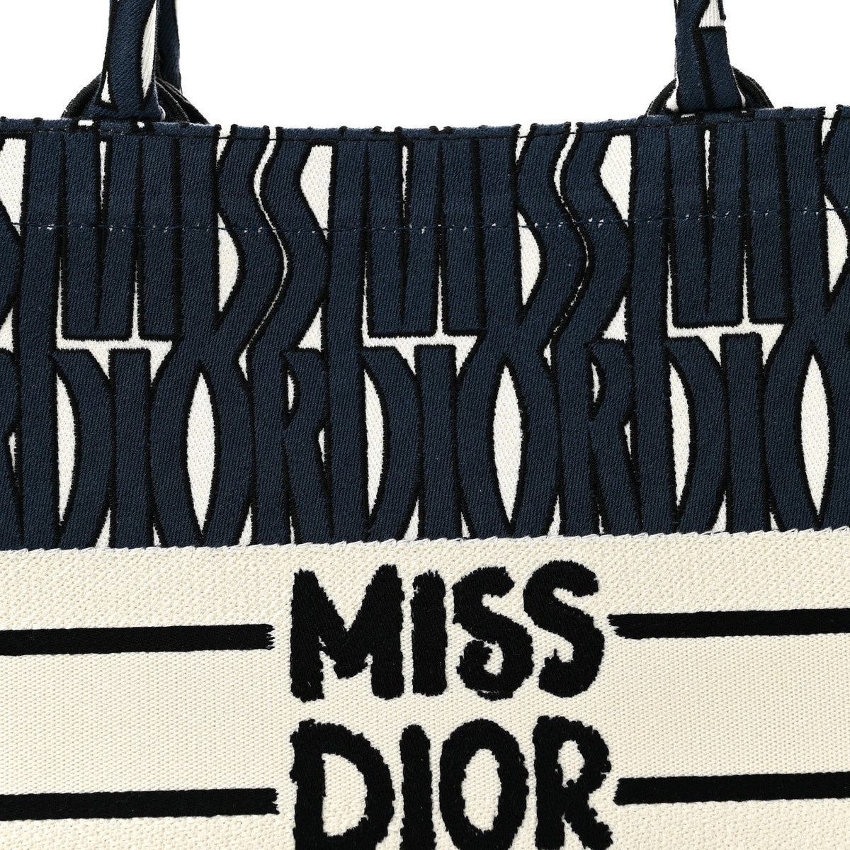 Canvas Embroidered Medium Miss Dior Graffiti Book Tote White Deep Blue