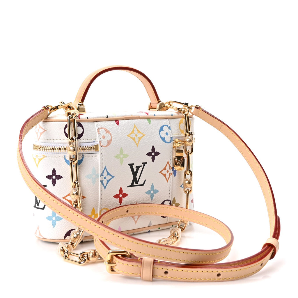 LV x TM Monogram Multicolor Vanity Chain Pouch White