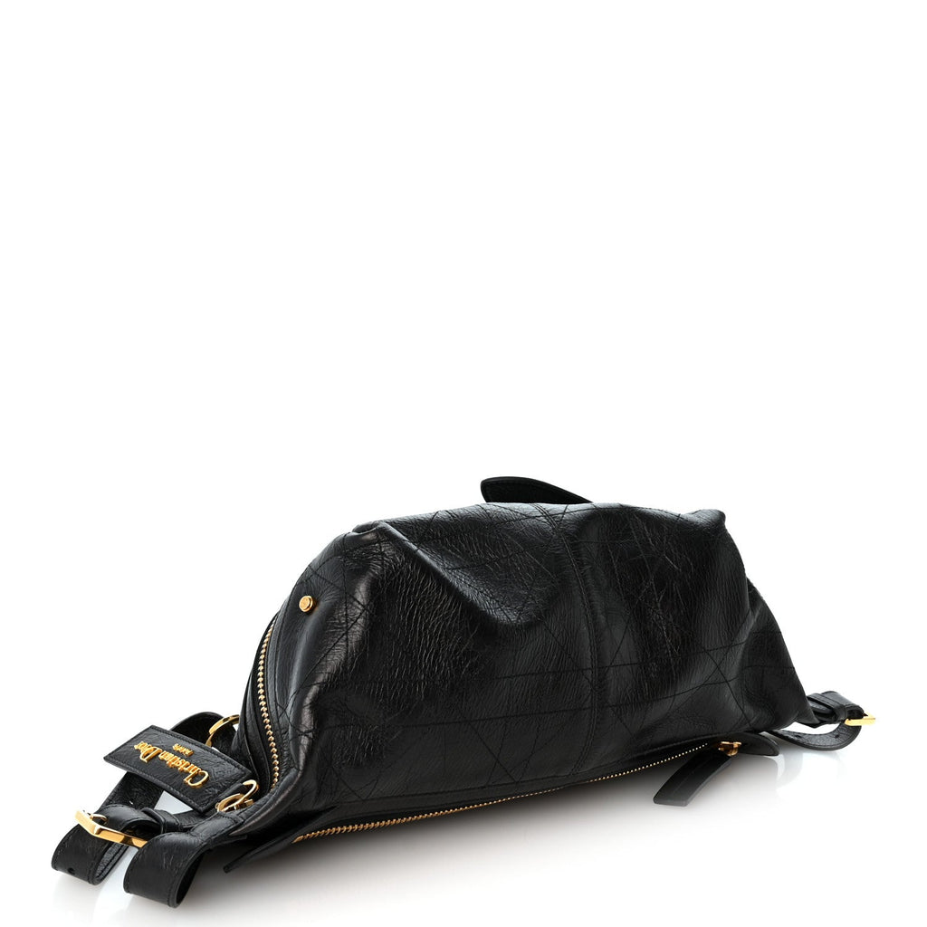 Crinkled Calfskin Macrocannage Small D-Journey Bag Black