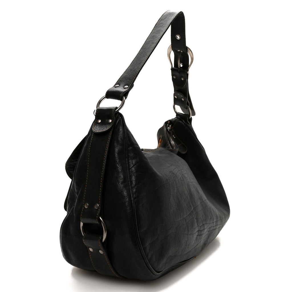 Calfskin Medium Gaucho Double Saddle Bag Black