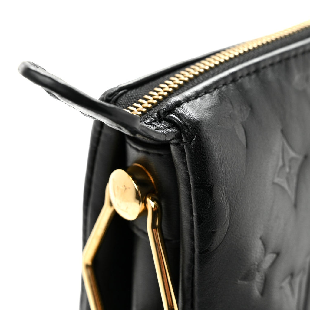 Lambskin Embossed Monogram Coussin PM Black