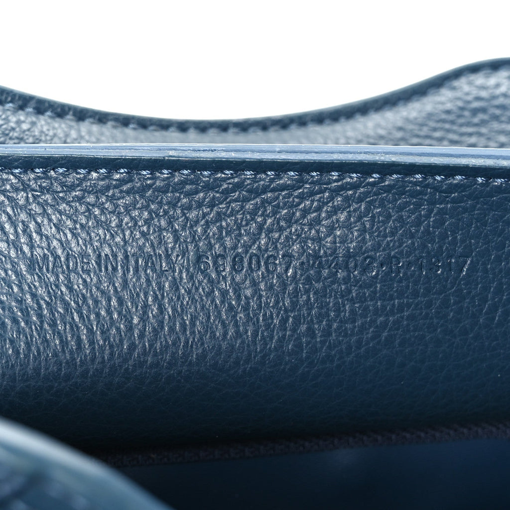 Grained Calfskin Neo Classic Silver Hardware Mini City Petrol Blue