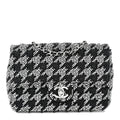 Satin Crystal Diamante Houndstooth Small Flap Black