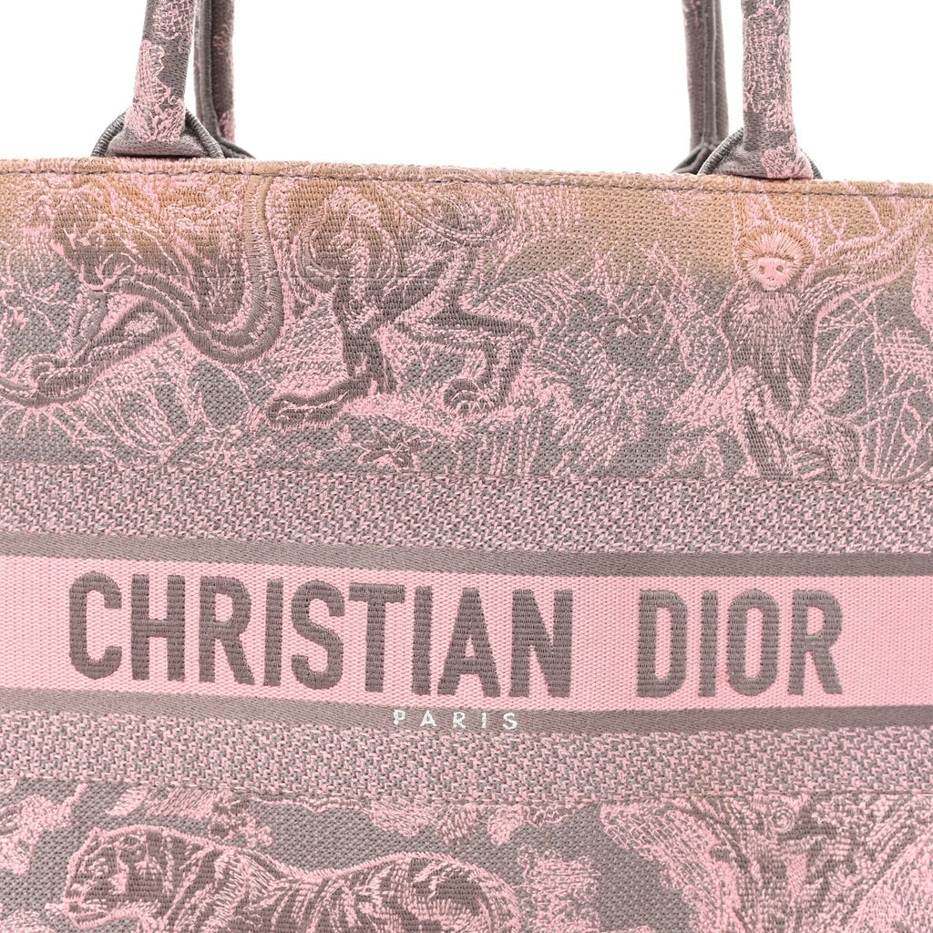 Canvas Embroidered Medium Dioriviera Toile De Jouy Book Tote Pink Grey