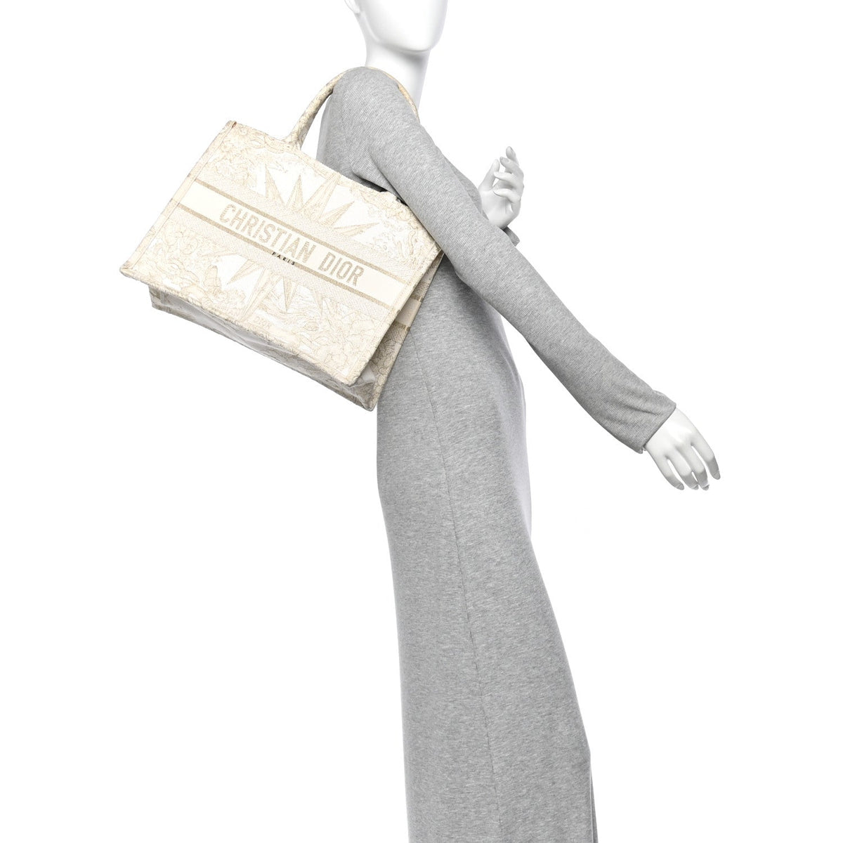 Canvas Embroidered Medium Rêve d'Infini Book Tote Gold