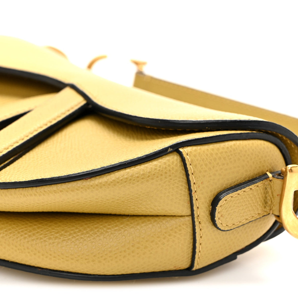 Grained Calfskin Mini Saddle Bag Beige