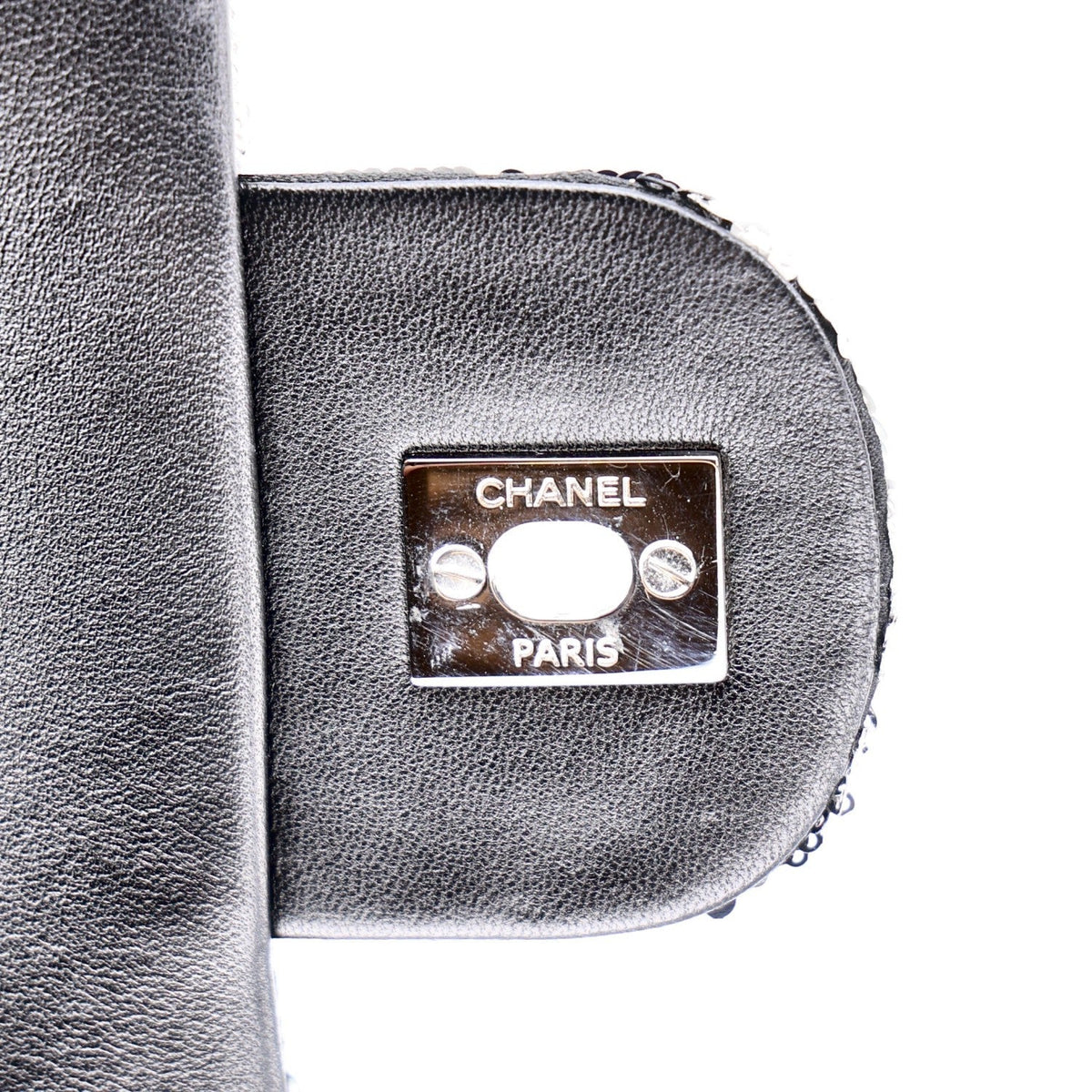Sequin Medium Single Flap Silver Black
