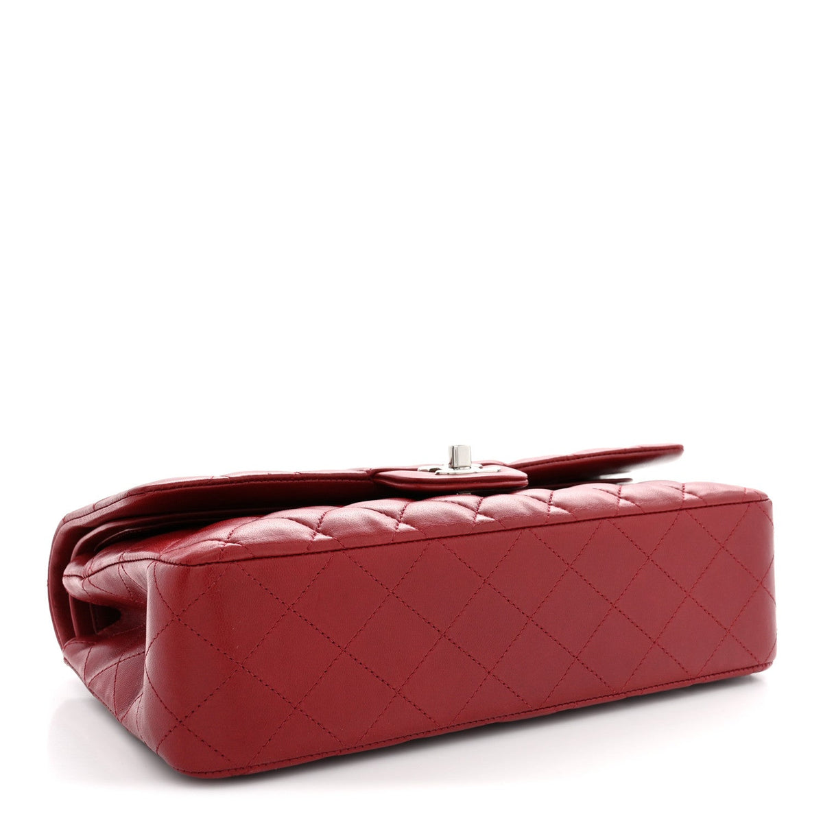 Lambskin Quilted Medium Double Flap Red