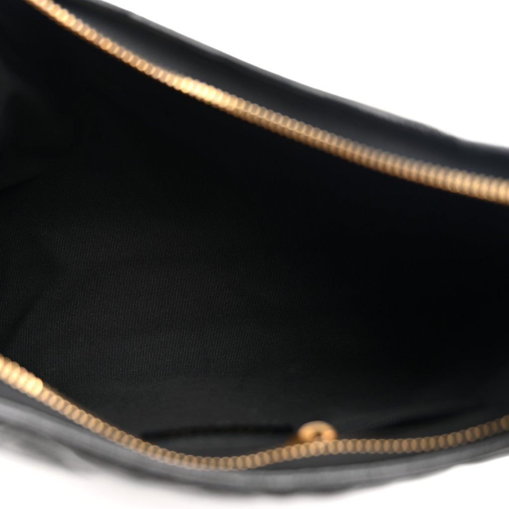Shiny Crumpled Lambskin Quilted CC Funky Town Hobo Black