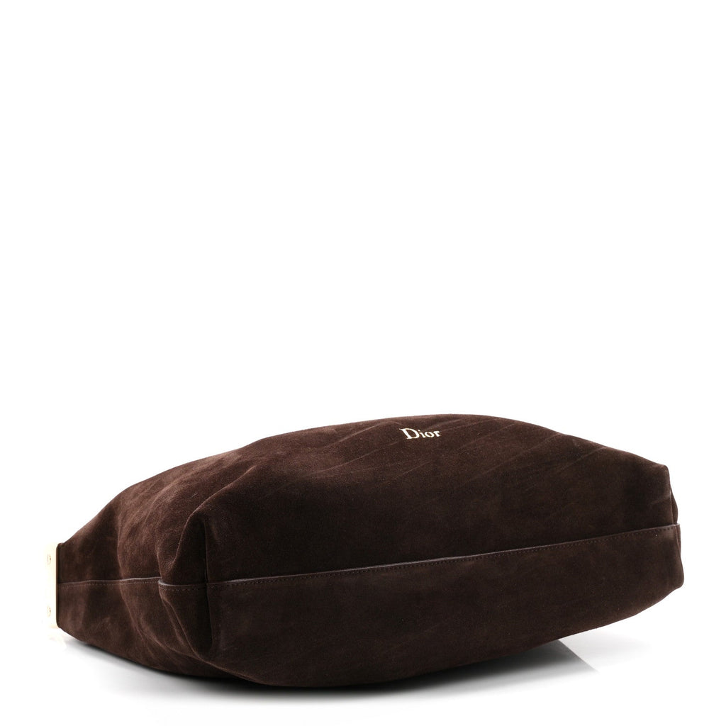 Suede Calfskin Medium Diorly Bag Chocolate