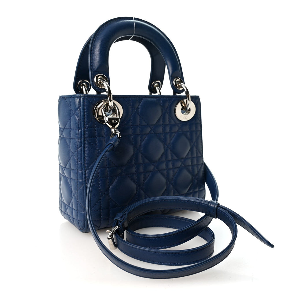 Lambskin Cannage Mini Lady Dior Navy Blue