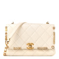 Lambskin Enamel Strass Quilted Mini Paris Monaco Flap White