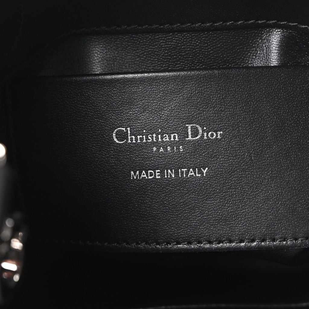 Crinkled Calfskin Macrocannage Small Toujours Vertical Tote Black