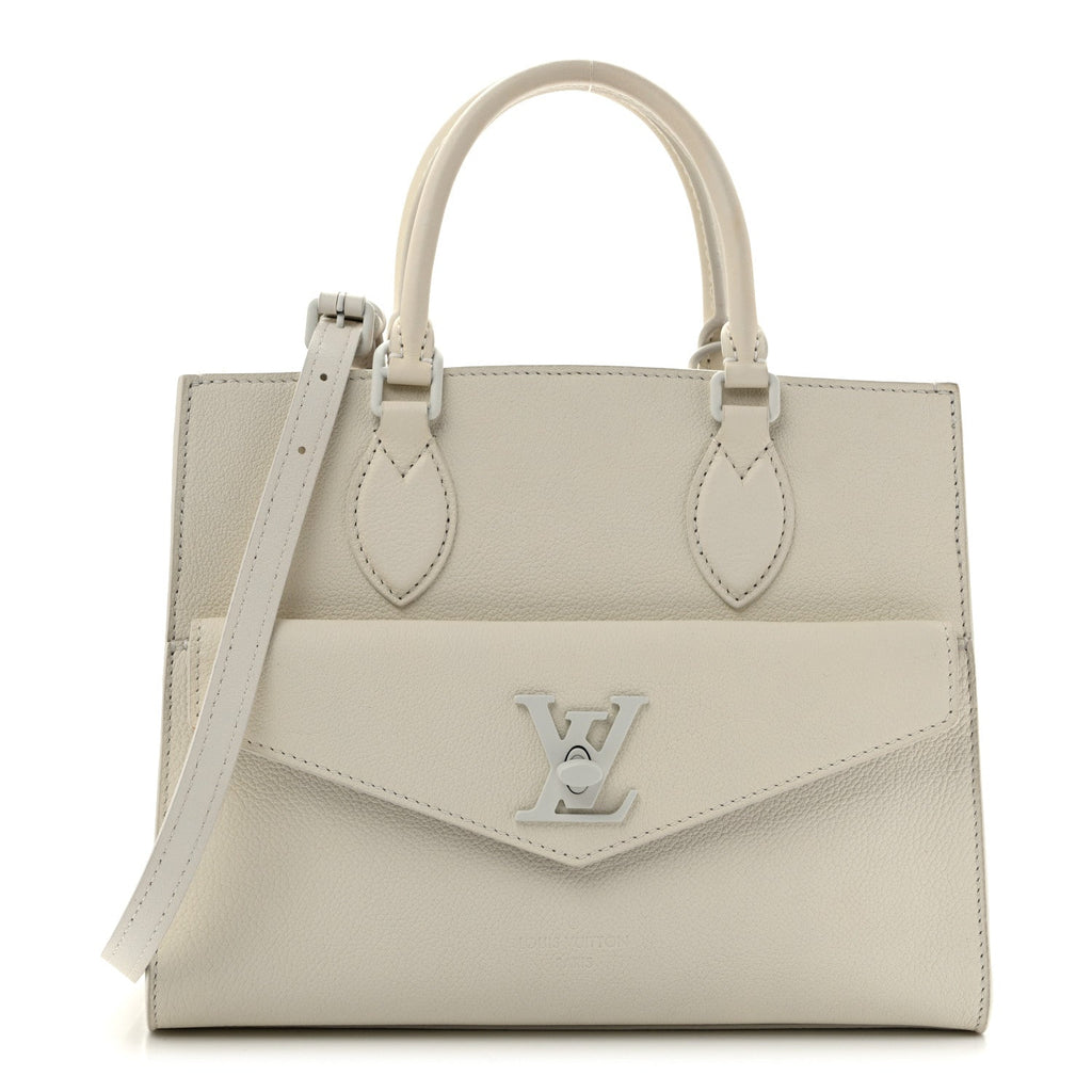 Soft Calfskin Lockme Tote PM White