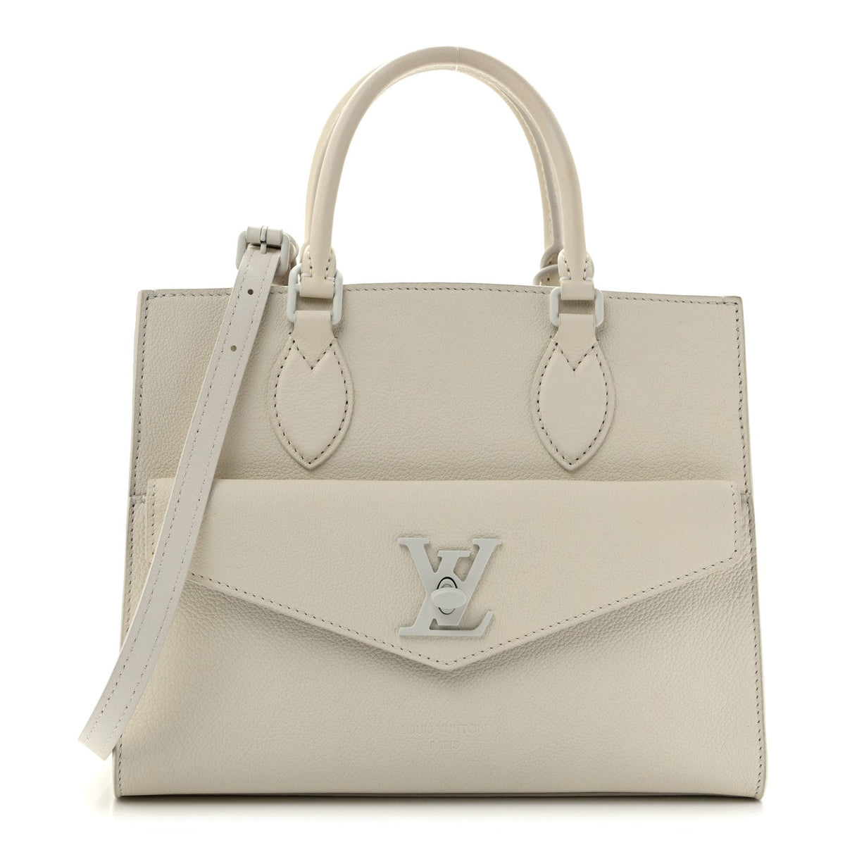 Soft Calfskin Lockme Tote PM White