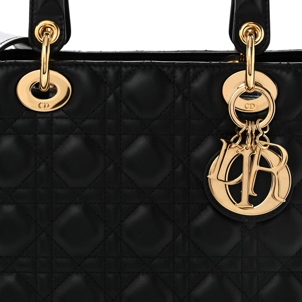 Lambskin Cannage Medium Lady Dior Black