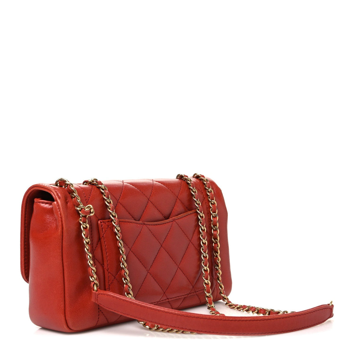 Lambskin Quilted Small Single Flap Red