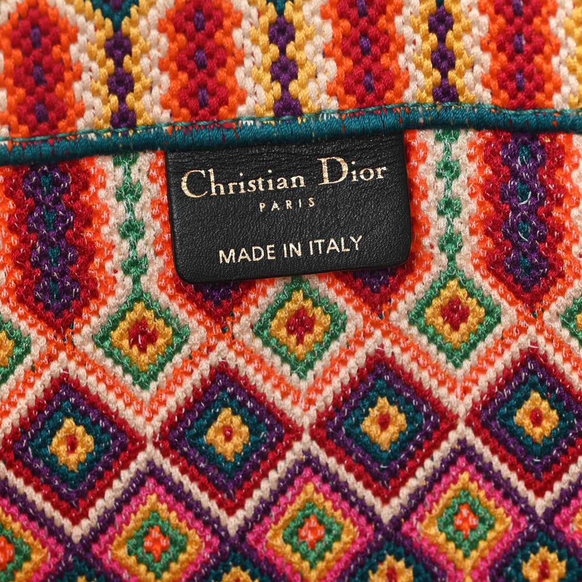 Canvas Embroidered Large Book Tote Orange Multicolor