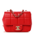 Lambskin Resin Crystal Square Quilted Monacoco Mini Flap Red