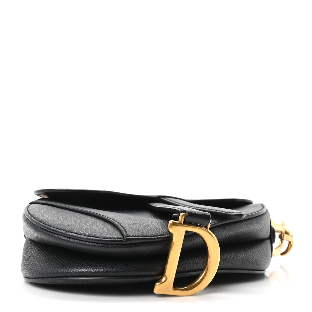 Grained Calfskin Mini Saddle Bag Black